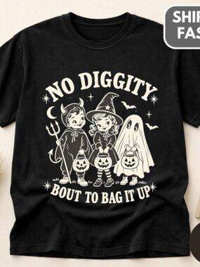 No Diggity Halloween Shirt, Bout To Bag It Up Tee